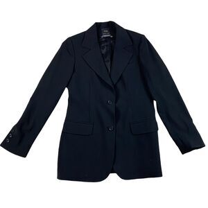 Fortunato Di Bella Womens Three Button Blazer Jacket Black Wool Size 4